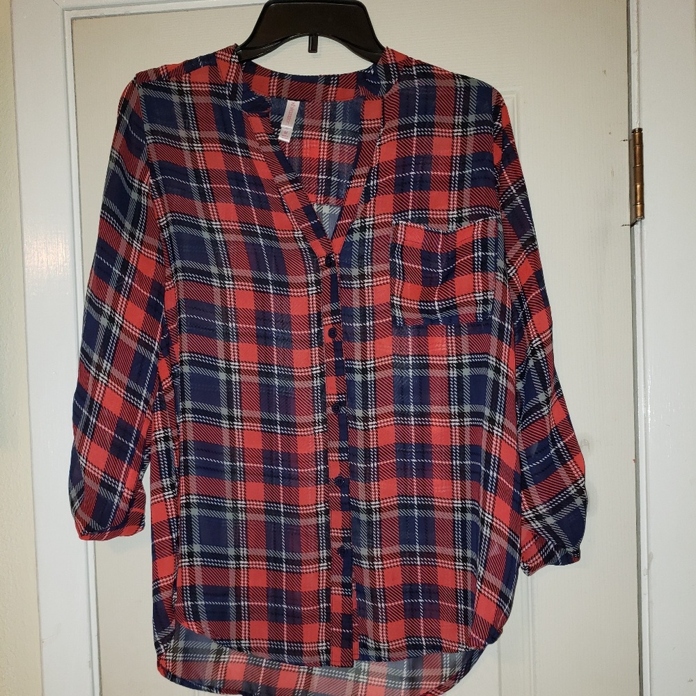 SHEER Plaid shirt SIZE M